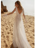 Ivory Lace Tassels V Back Wedding Dress